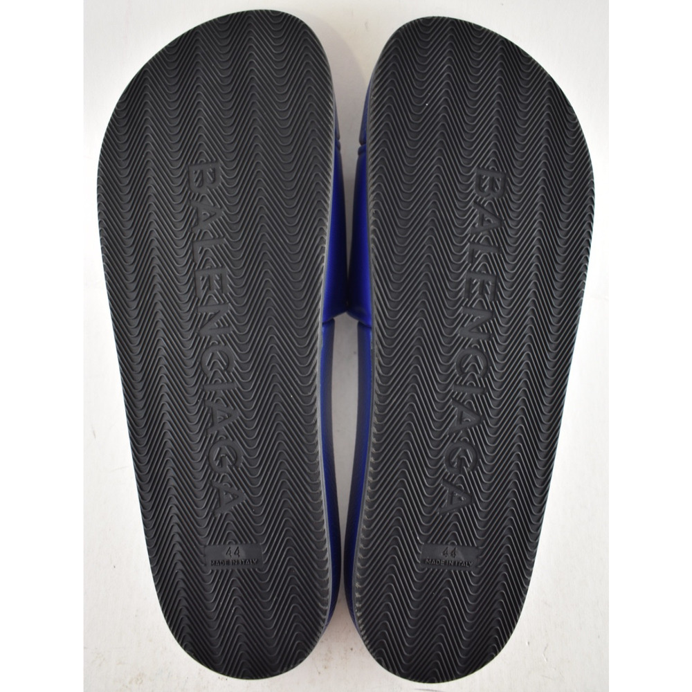 Balenciaga Blue Leather Campaign Logo Slide Pool Sandal Flip Flop Flat 44 11 - Picture 15 of 15